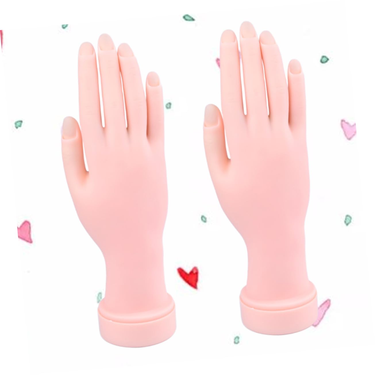 2Pcs Insertable Nail Tips Fake Hand Model for Nail Art Practice Realistic Rubber Training Tool for Manicure Lightweight and Reusable Female