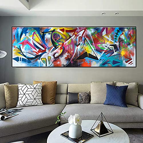 Art abstrait tableau graffiti moderne pour dynamiser l'atmosphère d'un grand salon contemporain