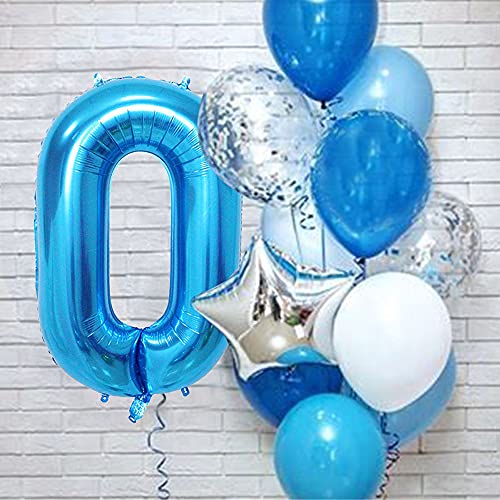 Jrzyhi Ballonnen, cijfers, luchtballon, 10e verjaardag, blauw, reusachtige folieballon, getal 10 heliumnummer, grote XXL… - Afbeelding 5