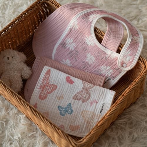 Image of Muslin Baby Bibs for Drooling and Teething,Bibs for Boys Girls | Soft Cotton,Extra Absorbent,Easy Adjustable Side Snap,Shrink‑resistant & fade‑proof