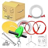 TTLIFE Kit de tirolina,6 mm de diámetro, Compuesto de Acero galvanizado de Alta Resistencia, Kit de tirolina con Freno de Resorte de Acero Inoxidable y tirolinas de Asiento para Patio Trasero (36 m)