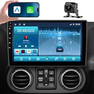 Car Radio Stereo Upgrade 10.1 Inch Android 13,for Jeep Wrangler Compass for Dodge Ram 1500 2500 Radio,for Wireless Carplay Android Auto,Mirroring Airplay GPS Navigation DSP AM FM RDS Backup Camera