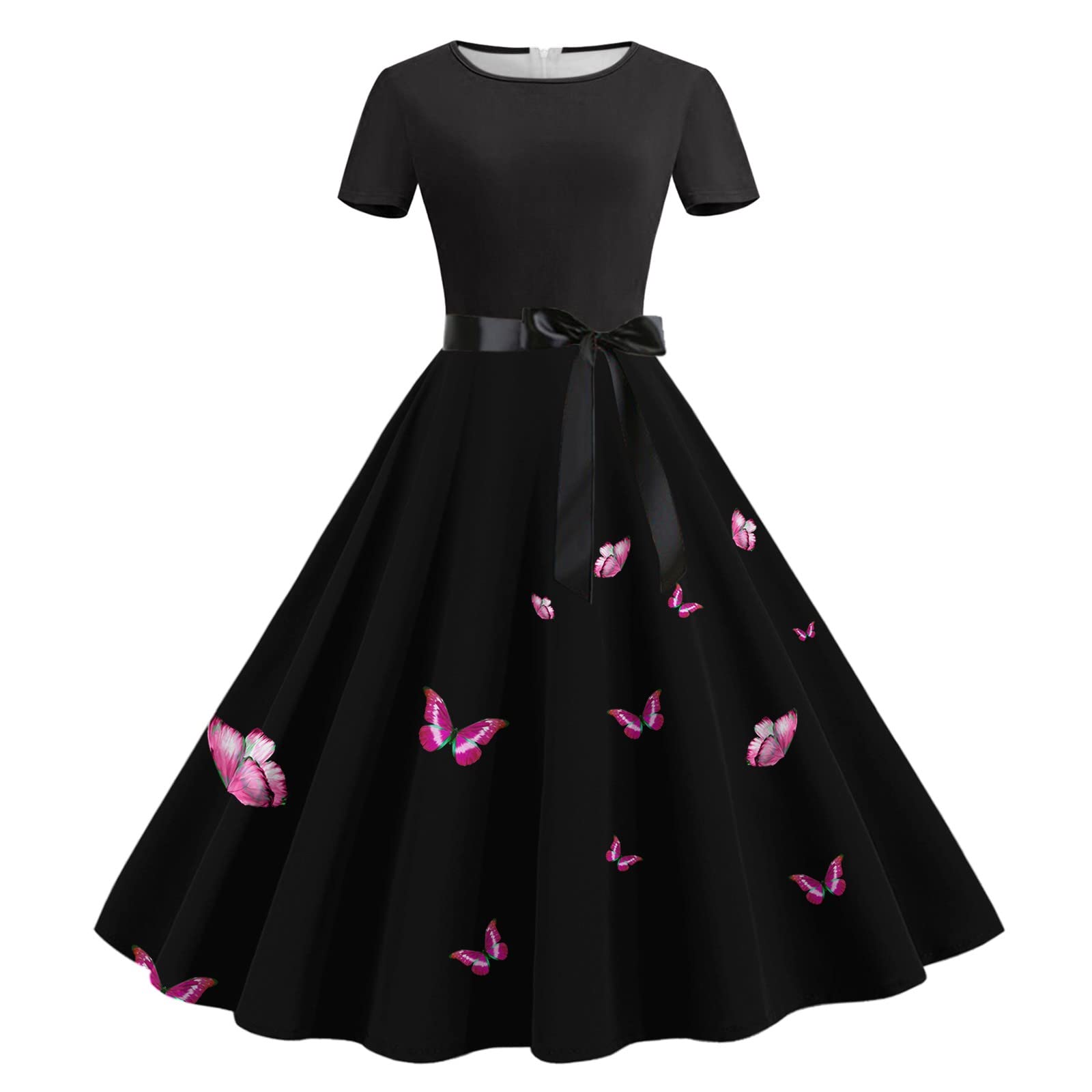 Robe de cocktail rétro confortable pour dissimuler les hanches - 5