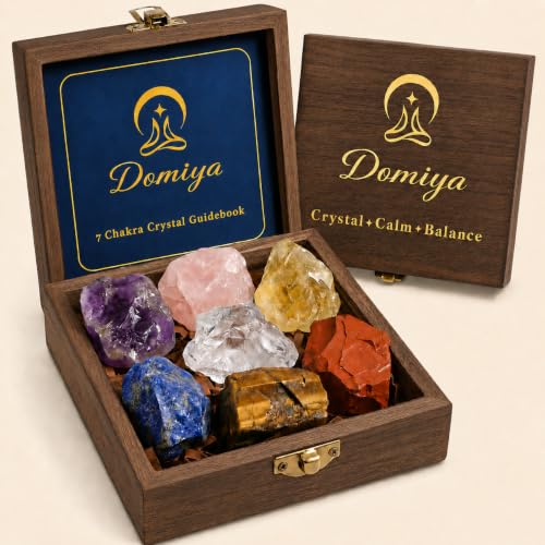 DOMIYA 7 Chakra Healing Crystals Set for Meditation & Energy Alignment