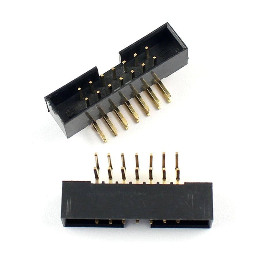 Generic 100 Pcs 2mm 2x7Pin 14 Pin Right Angle Male Shrouded IDC Box Header Connector