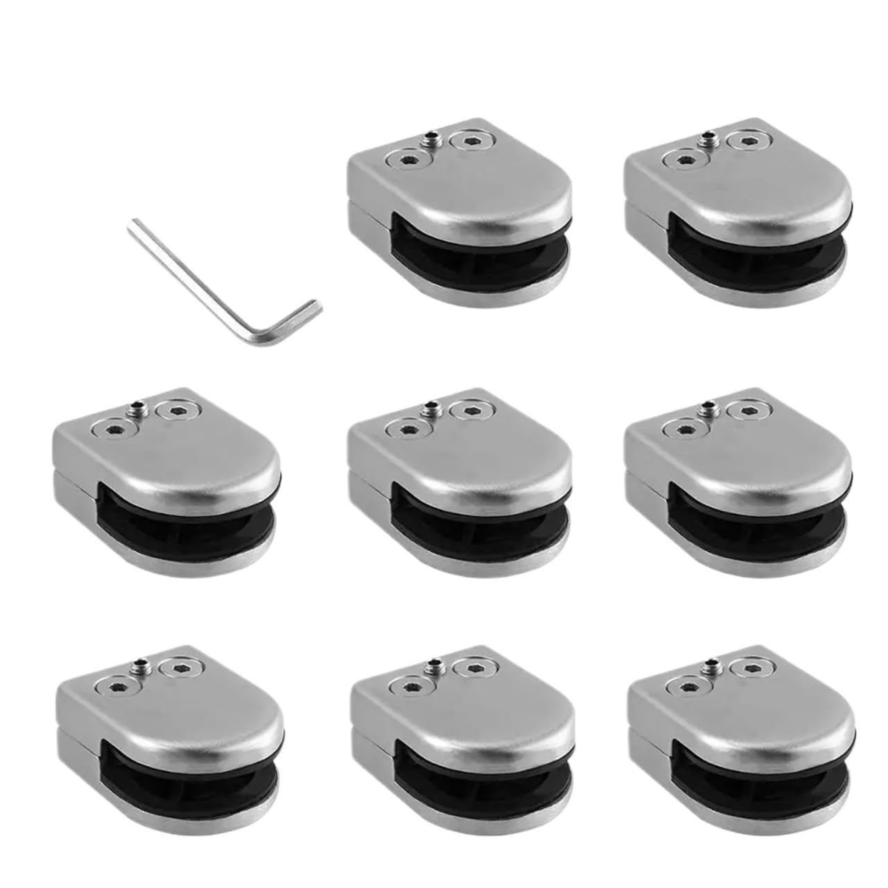 8 Pcs Stainless Steel Adjustable Glass Bracket Back Clamps 8-10mm for Balustrade Staircase Handrail for Balustrade Stair Handrail