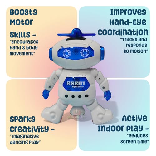 Image of Dancing Robot Toy for Kids |3D Lights Music Toy | Remote App Controlled | Gift for Boys & Girls 2+ Year | USB Rechargeable Type-C | Battery Operated Fun Toy for Boys Girls [White 99444-2]