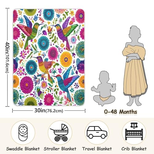 Kigai Flower Birds Baby Blanket for Boys Girls Swaddle Blankets Soft Cozy Receiving Blanket Nursery Crib Blankets for Toddler Newborn, 30 x 40 Inch3