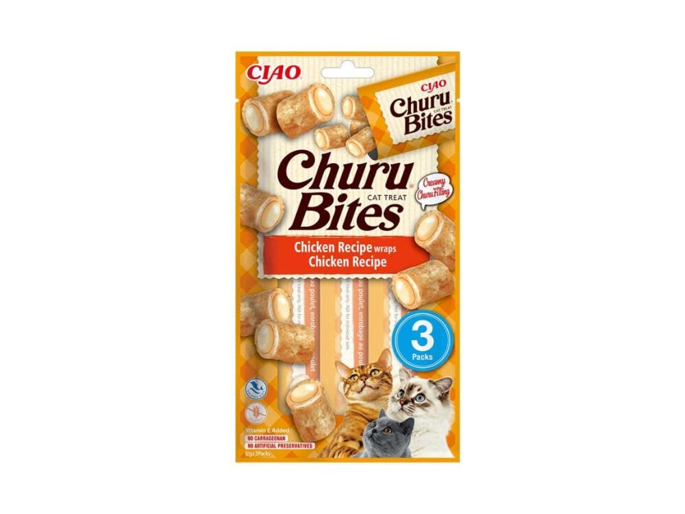 INABA Churu Bites mit 59% Hühnerfleisch und 16% Thunfisch Katzenleckerlis | Getreidefrei, Zuckerfrei, Keine Nebenerzeugnisse Katzensnacks | Perfekt zum Verstecken von Tablette 30 g (1er Pack)