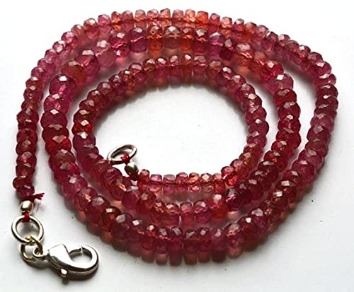 LKBEADS 1 sznurek naturalny 38 cm sznurek, najlepszy, naturalny różowy szafir fasetowane okrągłe koraliki naszyjnik 3,5 do 5,5 mm