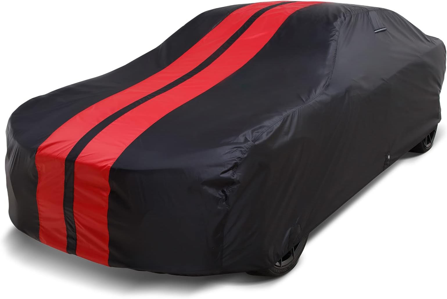 iCarCover Premium Plus Car Cover Waterproof All Weather Rain Snow UV Sun Hail Protector for Automobiles, Automotive Full Exterior Indoor Outdoor Car Cover 189-198 inch (Stripe - Black/Red)