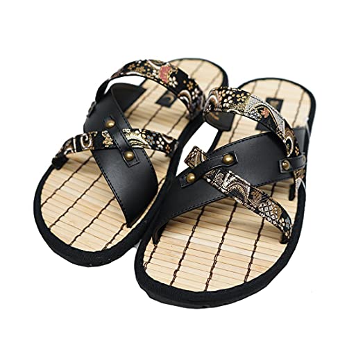 [絡繰魂] カラクリダマシイ 和柄 サンダル メンズ 金襴 竹 212910-20ブラック-XL