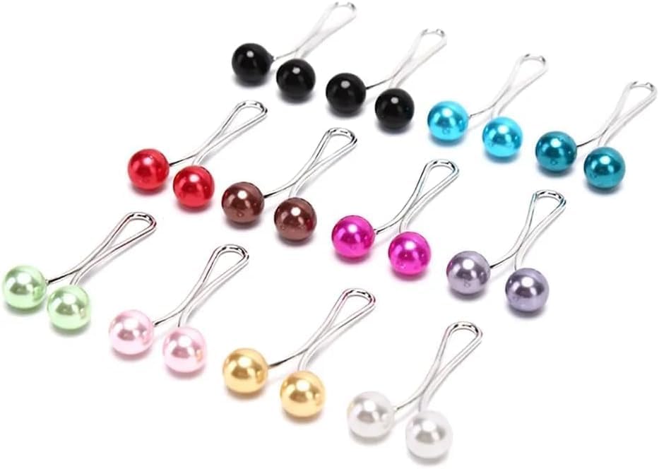 BBBIKINI Wonderful Hijab Pins Clips for Women, Cute Scarf Clip Hijab Pins Pearl Brooch Pins, Headscarf Shawl Scarf Muslim Hijab Scarf Clips Safety Pins Buttons Wedding Dress Decorative Boutonniere 12Pcs-image-43