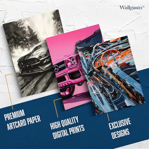 Image of Wallgasm Paper Vintage And Modern Cars Poster Set - Set Of 54, 4 X 6 Inches | Collage Kit | Posters For Room, Office Decor And Dorm Room Decor | Car Poster | Car Aesthetic