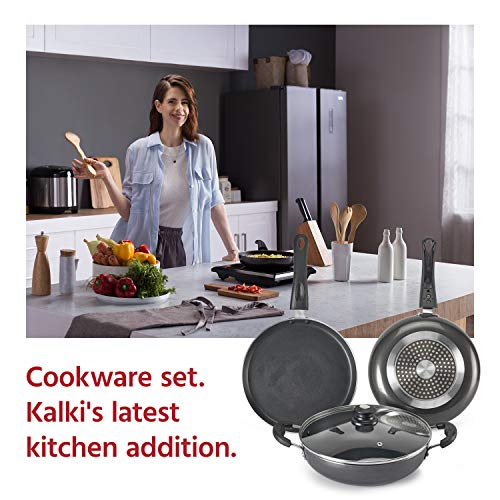Lifelong-Popular-Non-Stick-Cookware-Set-3-Pieces-BlackGrey-Induction-and-Gas-Compatible Lifelong Popular Non-Stick Cookware Set, 3-Pieces, Black/Grey (Induction and Gas Compatible)