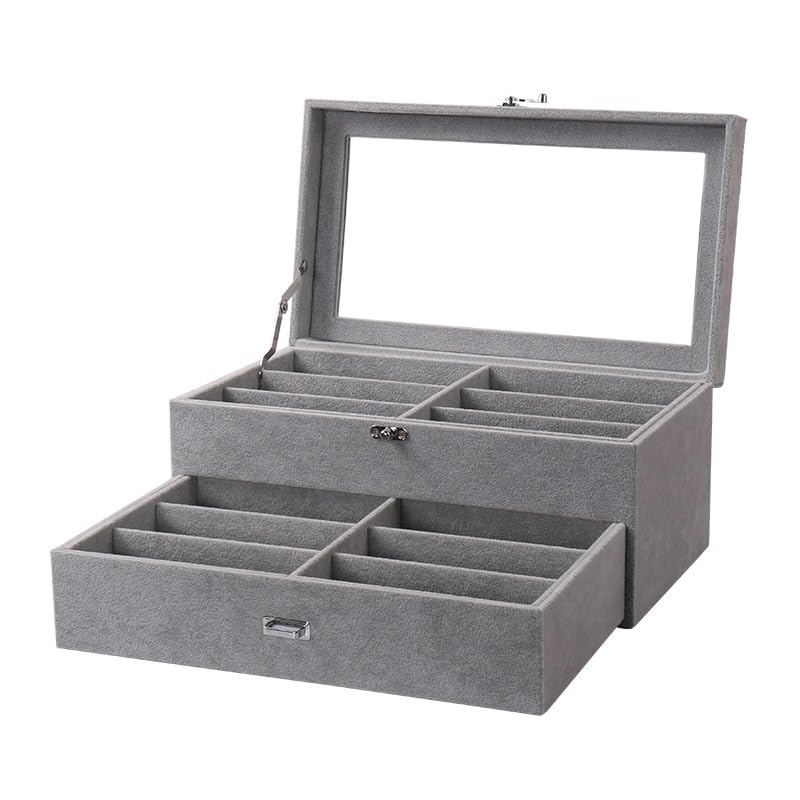 Brillenaufbewahrungsbox, Mehrgitter-Schublade for Zuhause, Sonnenbrillenständer, große Kapazität, tragbare Desktop-Ornamente Brillenetui für Damen
