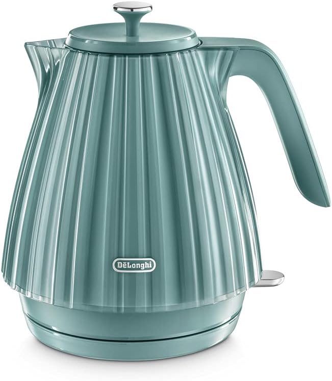 De'Longhi Argento Flora KBX3016.AZ Kettle, 360 Swivel base & cord storage, Blue: Electric Kettles De'Longhi Argento Flora KBX3016.AZ Kettle, 360 Swivel base & cord storage, Blue: Electric Kettles