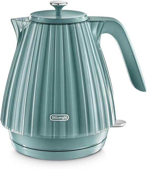 De'Longhi Ballerina Electric Kettle, 360° Swivel Base, Water Level Indicator, Cord Storage, KBD3001.GR, 3000 W, UK PLUG, Green