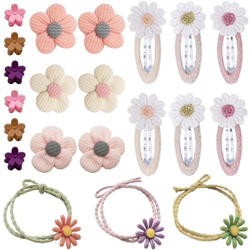 21-Teiliges Haarspange Mädchen Blumen, Stoff HaarspangenMädchen