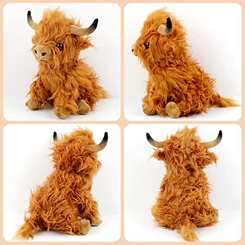 IOSCDH High-LAN-d Cow Soft Toy Plush Toy,Cow Kuscheltier,hochlandrind Kuscheltier,Flauschiges Plüschtier, für Kinder Mädchen Junge Fans Geburtstag Geschenk,zum Spielen,Sammeln & Kuschel