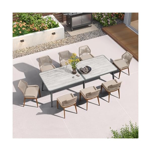 Purple Leaf Essgruppe 8 Personen Rattan & Teak Grau