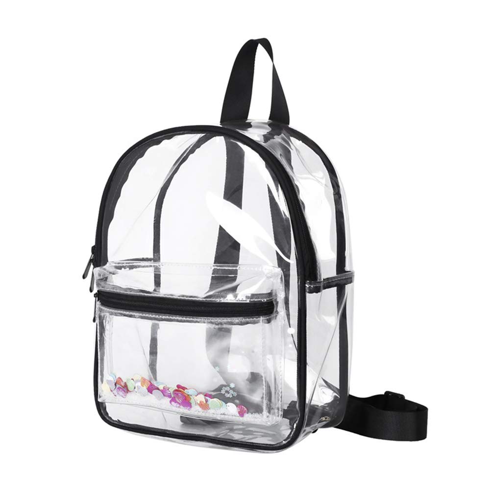 1pezzi Borsa Trasparente in Pvc Cartella Tracolla Semplice ed Elegante Zaino per Ragazze Studentesse e Donne Nero