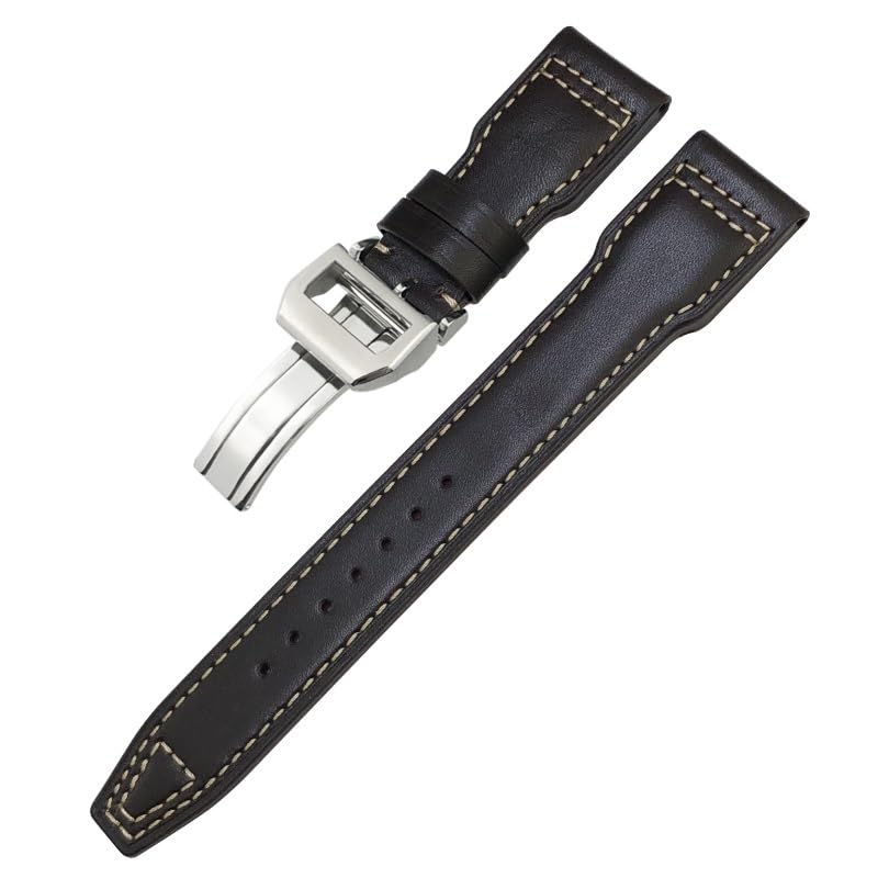 Bracelet montre cuir vachette 22 mm pour IWC Big Pilot Spitfire IW5009 IW3777 à rivets