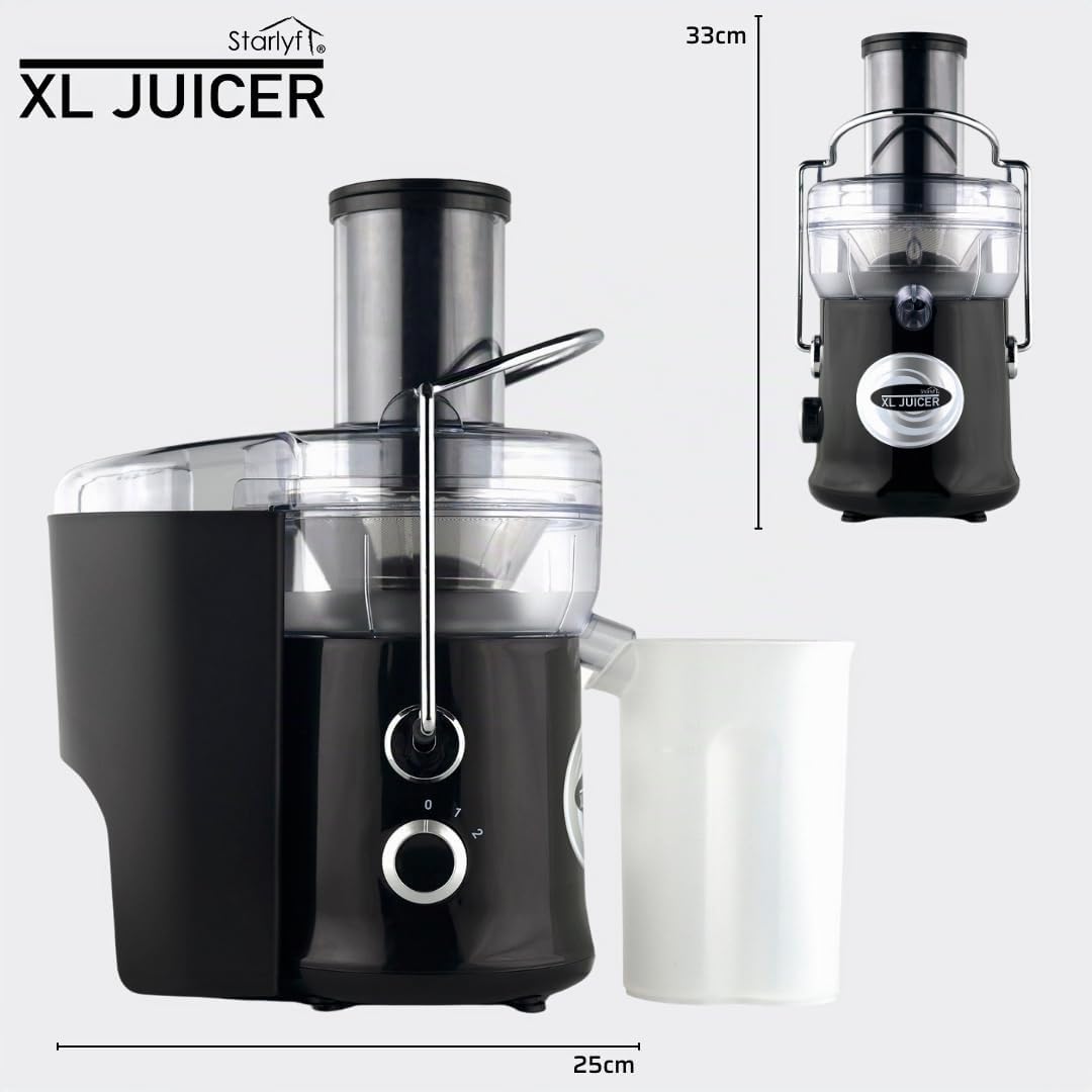 Starlyf XL Juicer – Extractor de Zumo Eléctrico 600 W, 2 Velocidades, BPA Free, Expulsión Rápida de Pulpa, Ideal para Frutas y Verduras