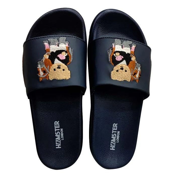 London Ted H Equestrian Blue Slides for Women | Stylish Casual Slip-On Sandals | Lightweight, Comfortable & Durable-image-36