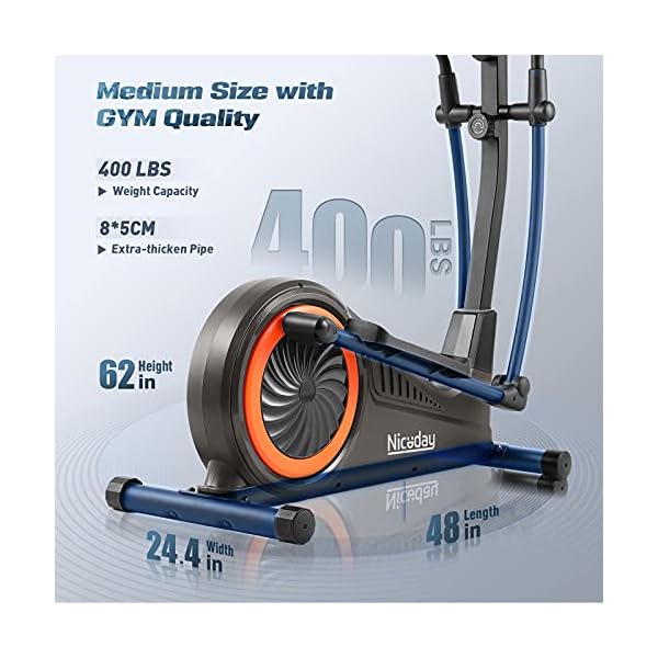 Niceday Elliptical Machine, Cross Trainer with Hyper-Quiet Magnetic Driving System, 16 Resistance Levels, 400LB Weight Limit