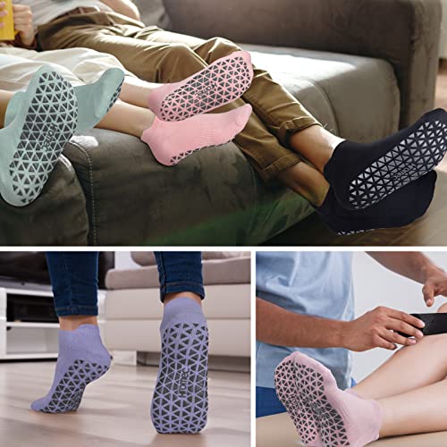 Non Slip Yoga Socks with Grips for Pilates, Ballet, Barre, Barefoot, Hospital Anti Skid Socks for Women and Men