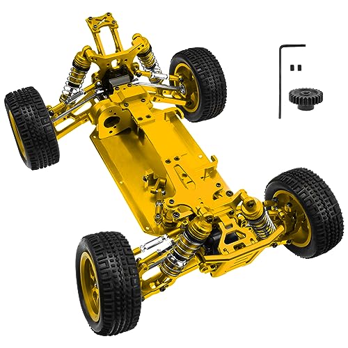 ShareGoo Metal RC Body Chassis Frame 1/14 4WD Frame Kit Compatible with WLtoys 1/14 144010 144001 144002 RC Car Upgrade Parts (Gold)
