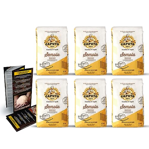 DELICRET - 6x 1kg Caputo Semola di Grano Duro Rimacinata | Hartweizengrieß fein für die perfekte Pasta und Pizza