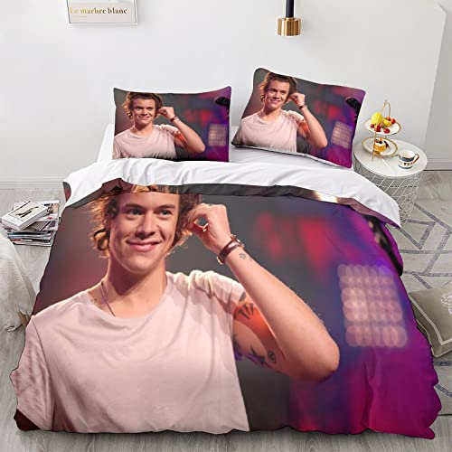 Harry Styles Pillow Bedding Juego De Sábanas Impresas 3D Microfibra Suave Fundas De Almohada...