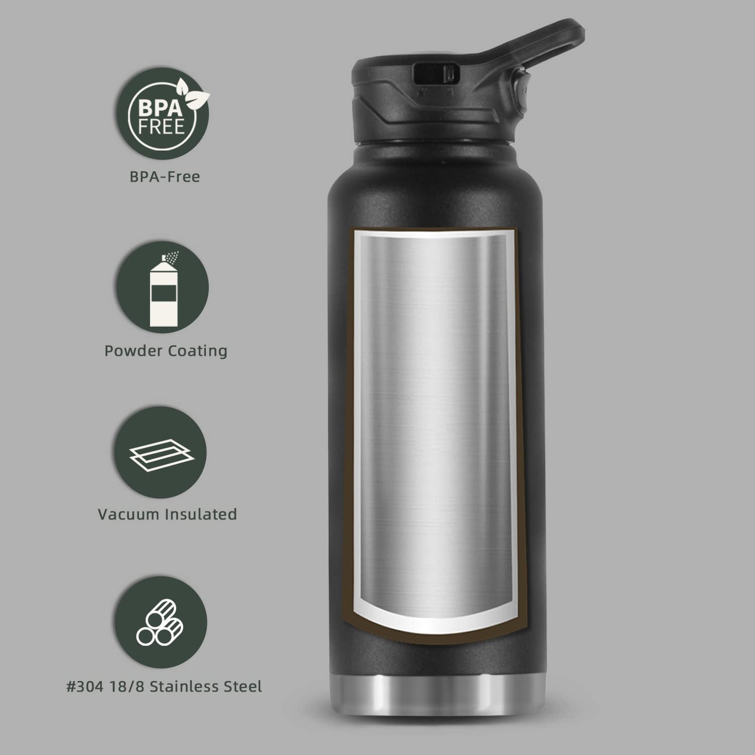 IDEUS Vacuum Insulated Water Bottle 1140ml/40oz, Leak-Proof Stainless Steel Water Bottle, Double Wall Flask - Image 2