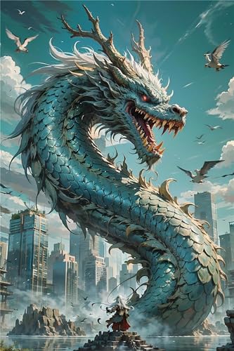 Broderie Diamant Dragon 80x120cm | Kit Complet Grand Format pour Décoration Murale