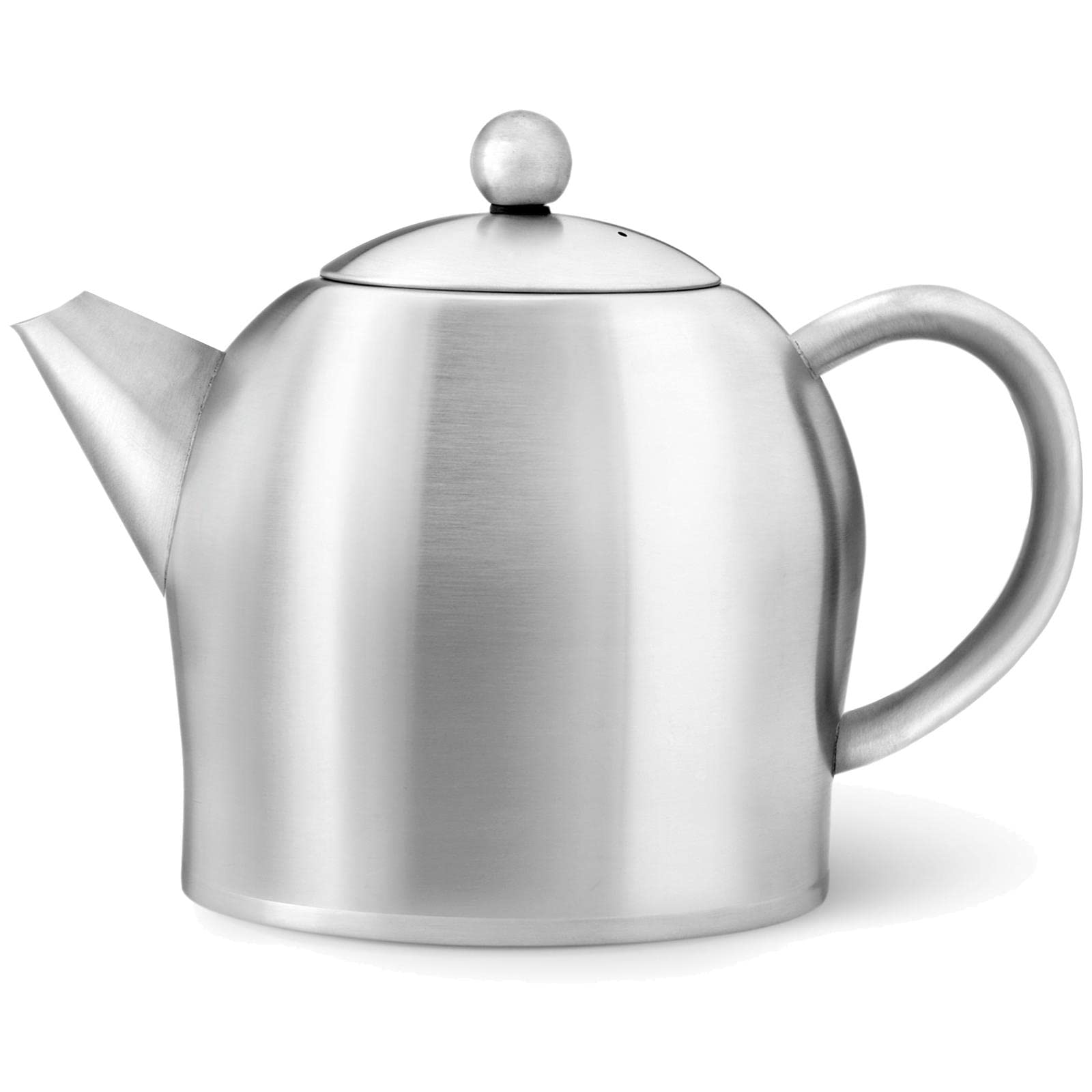 Bredemeijer Teekanne Set 0.5 Liter - Edelstahl matt doppelwandig - Kleiner Teebereiter mit Tee-Filter-Sieb-Aufsatz für losen Tee