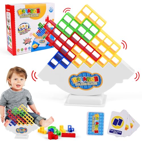 StarryTiger Blocos de Tetris, 48 peças Tetra Tower Balance Blocks, brinquedo de empilhamento de equilíbrio, Tetris Balance Toy, jogo educativo Montessori para crianças de 3 anos