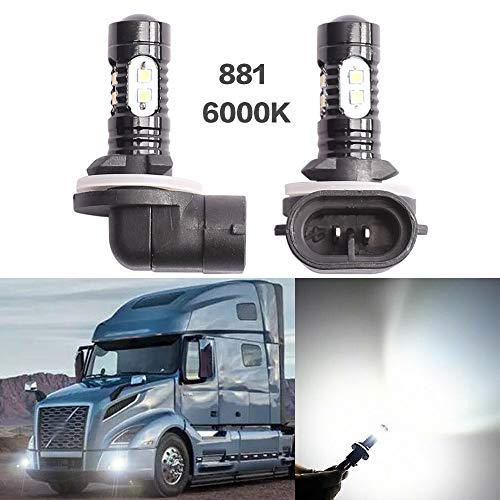 PeakCar (2pcs) - 881 862 886 889 894 896 898 LED Fog Lights, Super Bright LED Light Bulbs CREE 50W 6000K Xenon White High Power Replacement for Fog Lights & Daytime Running Lights DRL