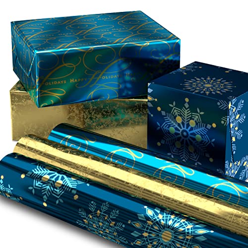 Hallmark Christmas Wrapping Paper Rolls, Metallic Foil Holiday Gi...