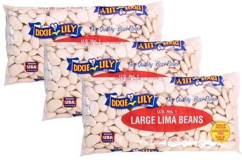 Dixie Lily - Large Lima Beans - Dried Beans for Cooking, Quick Soak & Slow Cooker Options, Non-GMO, Great for Soups & Sides - 12oz, 3 Pack