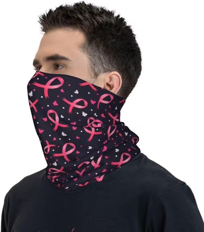 Tube Scarf Pink Bows Awareness Multifunctional Scarf Cancer | Pink Bow Pattern, Cancer Awareness, Multifunctional Scarf, 50 x 25 cm, Breathable, Wind Protection