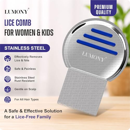 Image of LUMONY Lice Comb For Women And Kids Stainless Steel Lice Terminator Fine Egg Nit Lice Egg Removal Comb For Women and Men