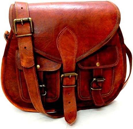 Women Vintage Style Genuine Brown Leather Crossbody Shoulder Bag Handmade Purse