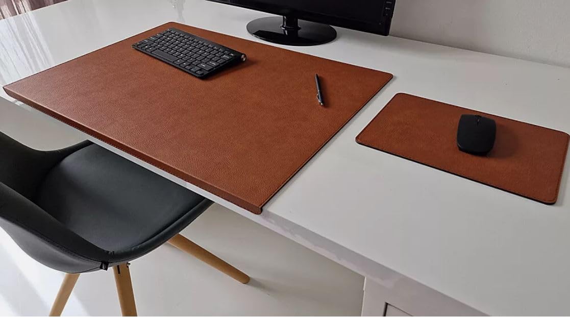 PM Schreibtischunterlage Just Leder mit Mauspad in 3 Grössen und in 7 Farben (Cognac Braun, 70cm x 50cm)