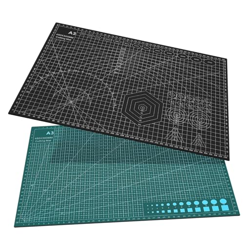 GRIRIW 2 Pcs Double-Sided Cutting Mats for Crafts Sewing Gridded Cutting Mats Precision Measurements