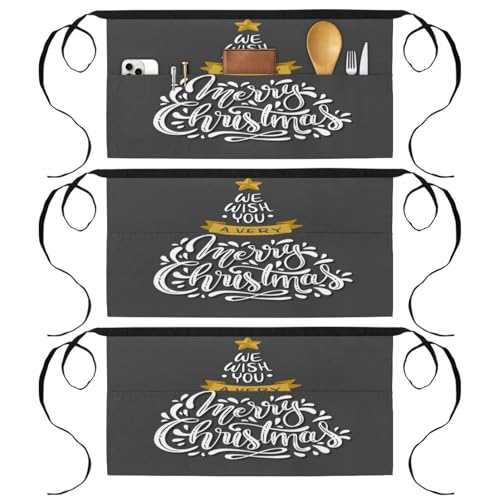 Tablier de cuisine joyeux sapin de Noël lot de 3 pour repas de fête
