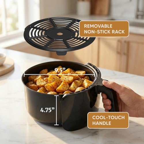 Image of Elite Gourmet EAF5317D 5.3Qt Air Fryer, PFOA /PTFE Free, 1350W, Black