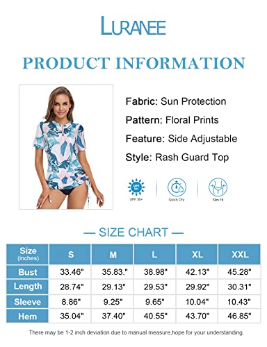 Luranee Women Rash Guard,Tropical Vacation Clothes Athletic Swimwear Halter Swim Dress Tummy Control Bathing Suits Plus Size White Pink Leaf Xx-Large #TOP5