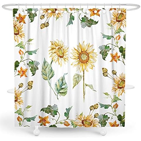 DESIHOM Yellow Sunflower Shower Curtain, Farm Shower Curtain Farmhouse Country Floral Decor, Polyester Fabric-72" x 72" Cover